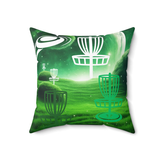 Disc Golf Green Dreams Spun Polyester Square Pillow Discgolf Discgolfer Decor Gift