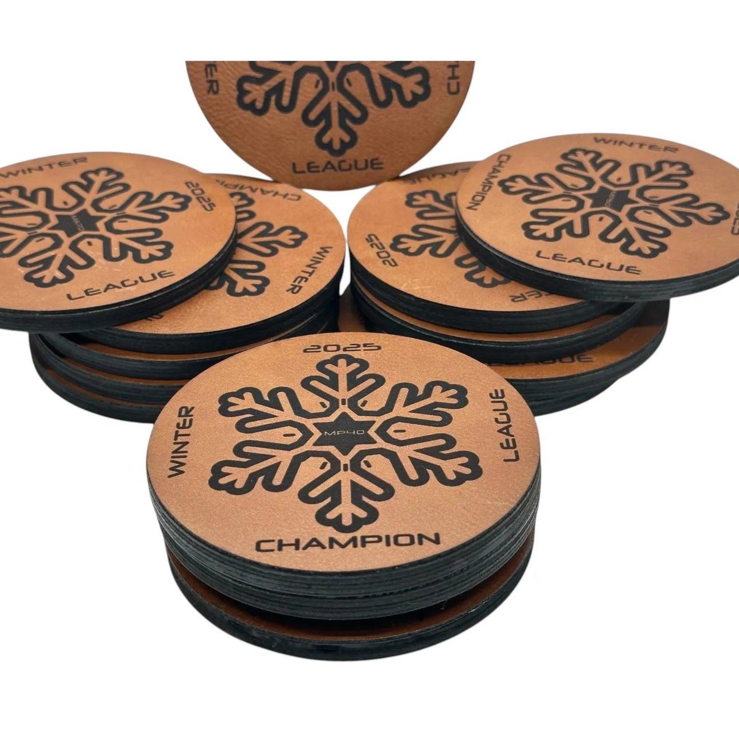 DISC GOLF Custom Mini Leather On Wood 2 Layer Laser Engraved Discgolfer Gift Personalized