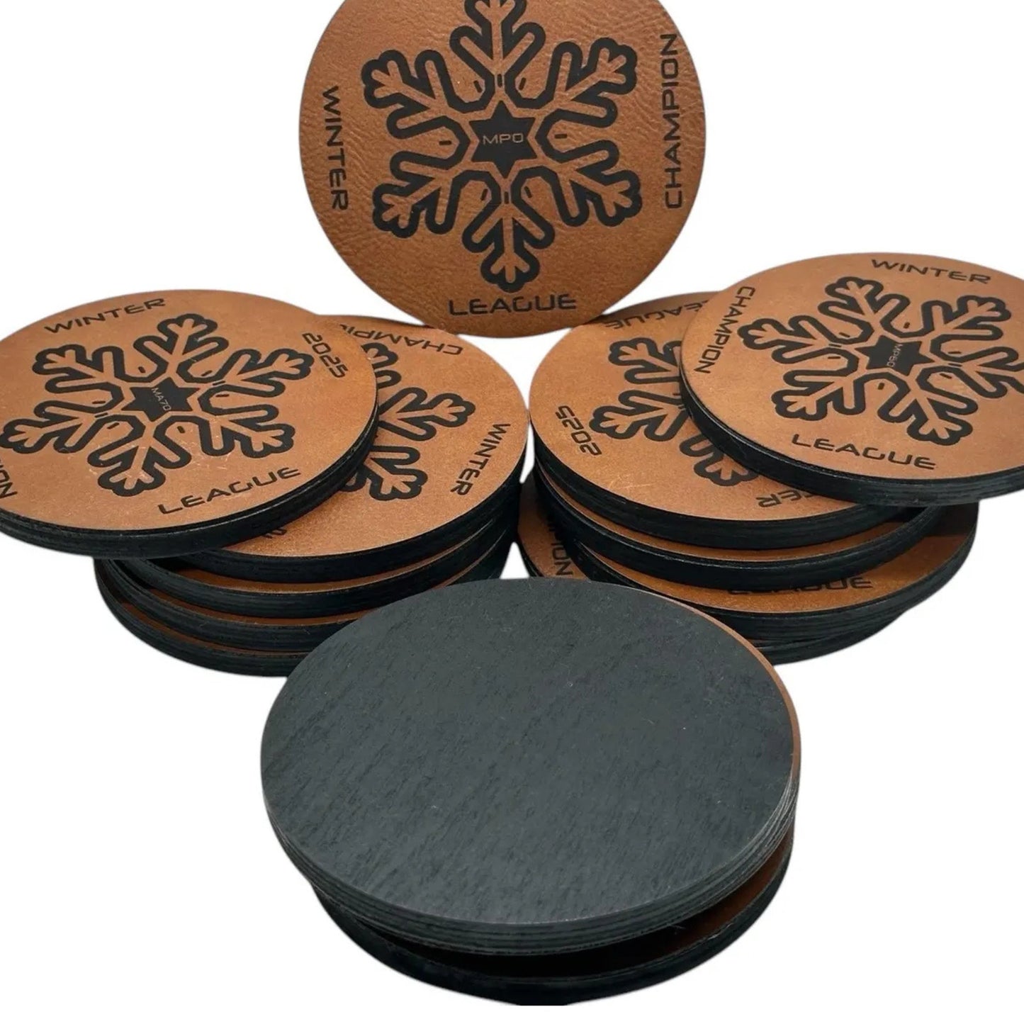 DISC GOLF Custom Mini Leather On Wood 2 Layer Laser Engraved Discgolfer Gift Personalized