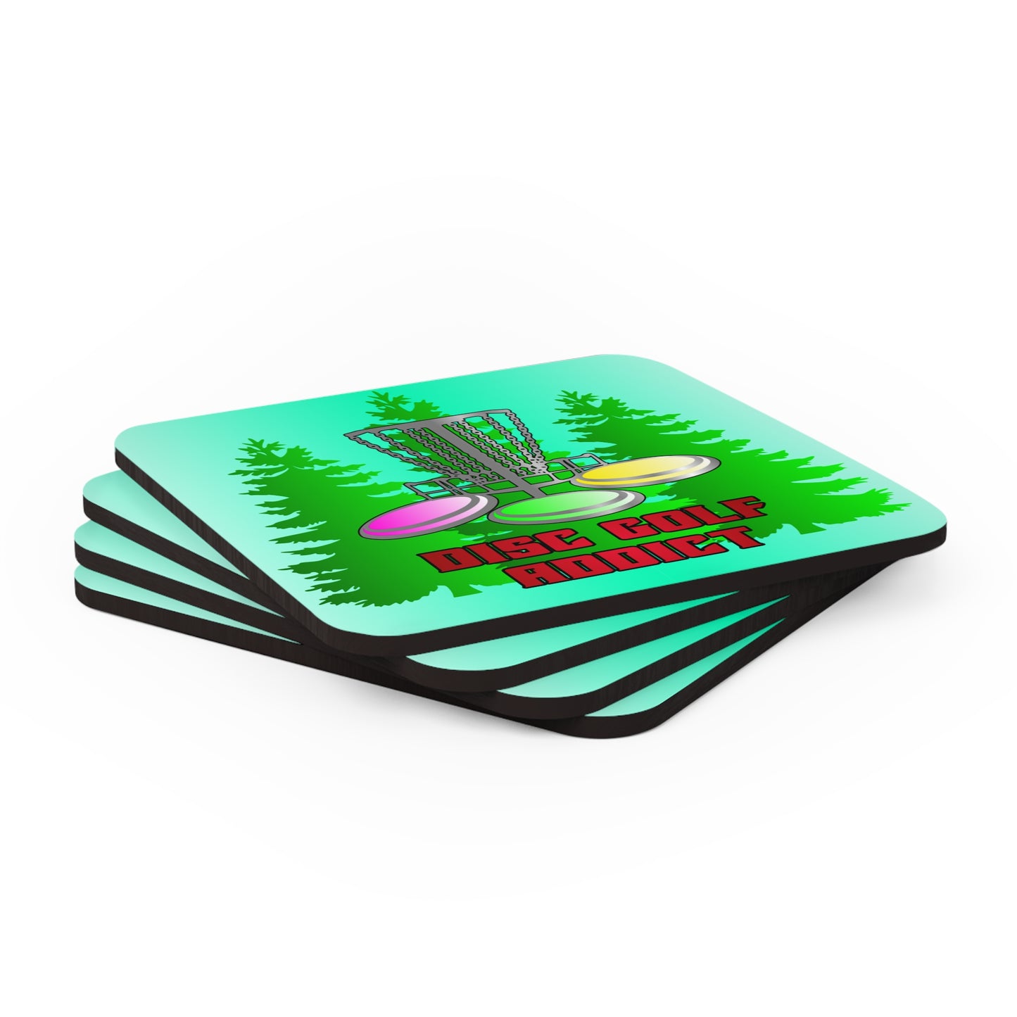 Disc Golf Addict Corkwood Drink Coaster Set