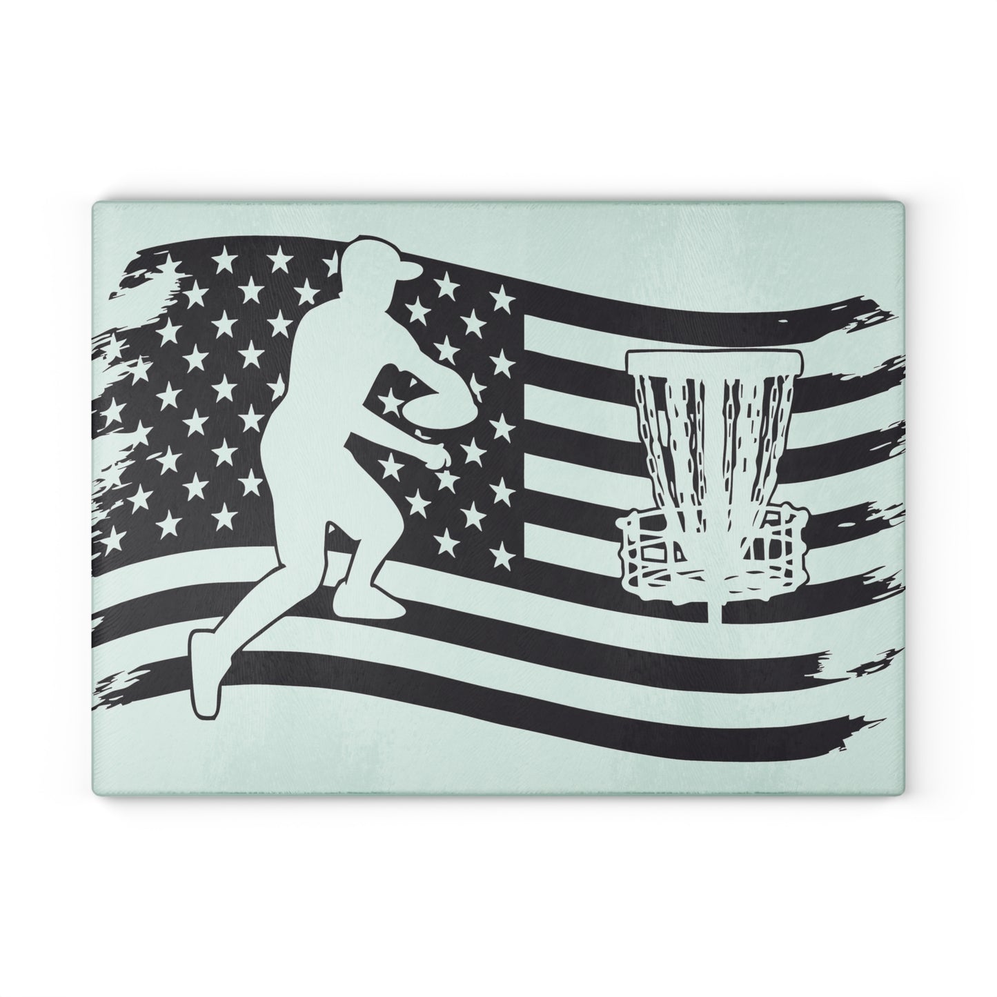 Patriotic Disc Golf Glass Cutting Board Discgolf Discgolfer Kitchen Cooking Gift