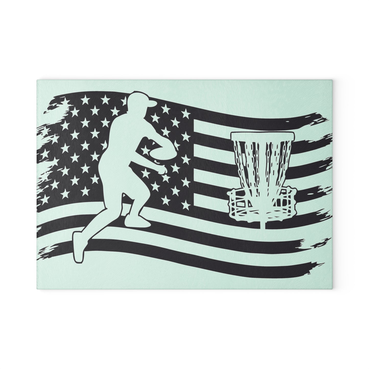 Patriotic Disc Golf Glass Cutting Board Discgolf Discgolfer Kitchen Cooking Gift