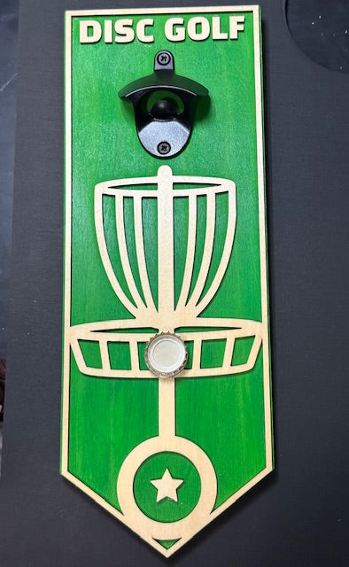 Disc Golf Custom Bottle Opener Wall Mounted Discgolfer Gift