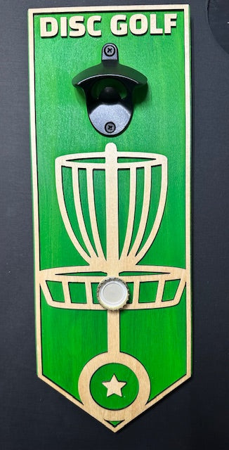 Disc Golf Custom Bottle Opener Wall Mounted Discgolfer Gift
