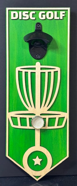 Disc Golf Custom Bottle Opener Wall Mounted Discgolfer Gift
