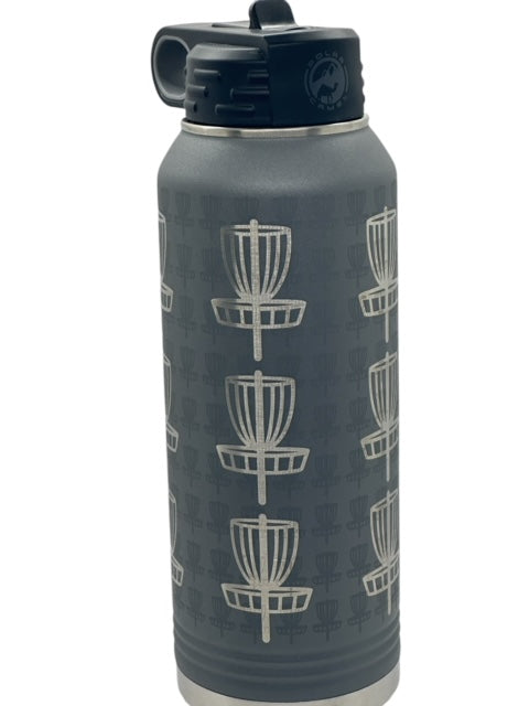 Disc Golf Large BASKETS Laser Engraved 32oz Water Bottle Custom Gift