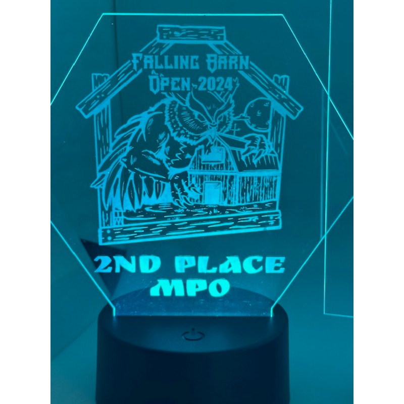 Custom Laser Engraved LED 3D Nightlight Disc Golf Trophy, Gift Trophies, Discgolf Gifts