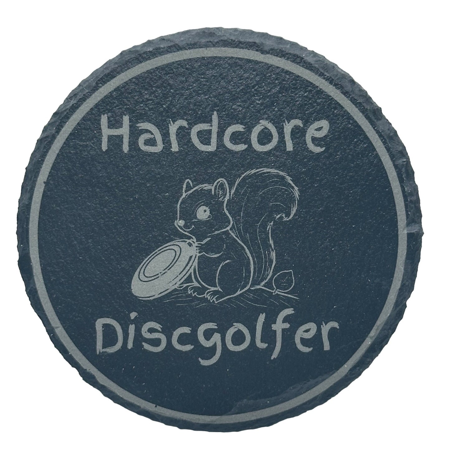 Disc Golf Laser Engraved Slate Coasters SQUIRREL Discgolfer Gift Set Of 2