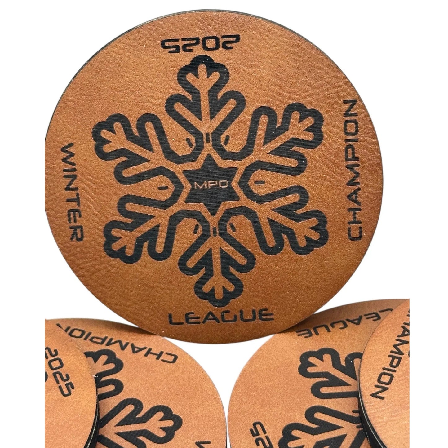 DISC GOLF Custom Mini Leather On Wood 2 Layer Laser Engraved Discgolfer Gift Personalized