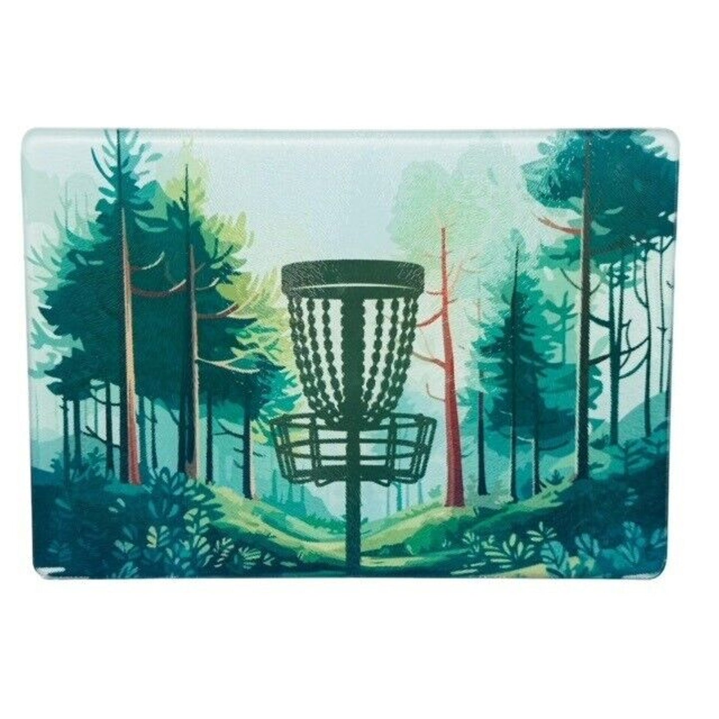 Disc Golf Basket Trees Glass Cutting Board Discgolf Kitchen Cooking Gift