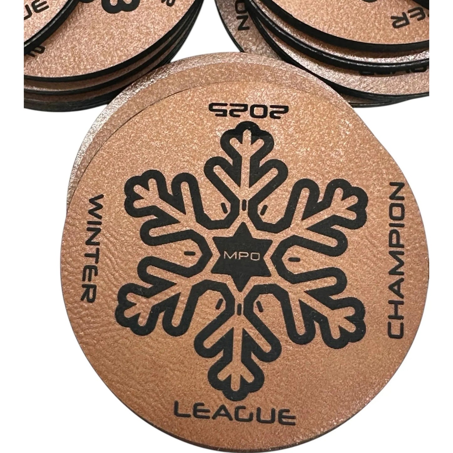 DISC GOLF Custom Mini Leather On Wood 2 Layer Laser Engraved Discgolfer Gift Personalized