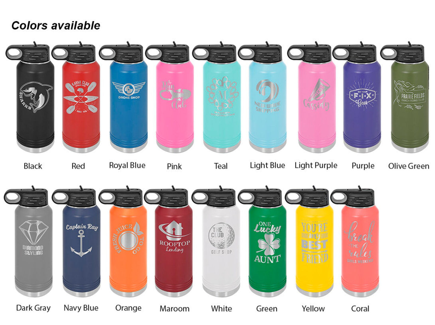 Custom Engraved 32oz Water Bottle Logo Tumbler Gift Bulk Tumbler Marketing  Personalized Laser Engraved Water Bottle