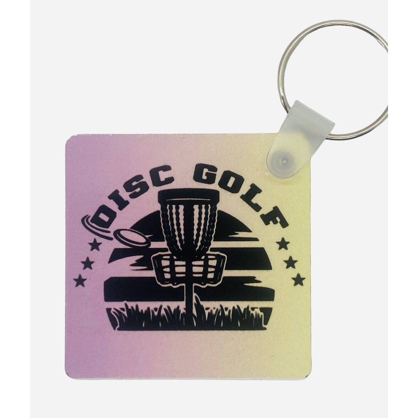 Disc Golf Keychain DISCGOLF SUNRISE Yellow Pink Gradient Custom Made Key Ring