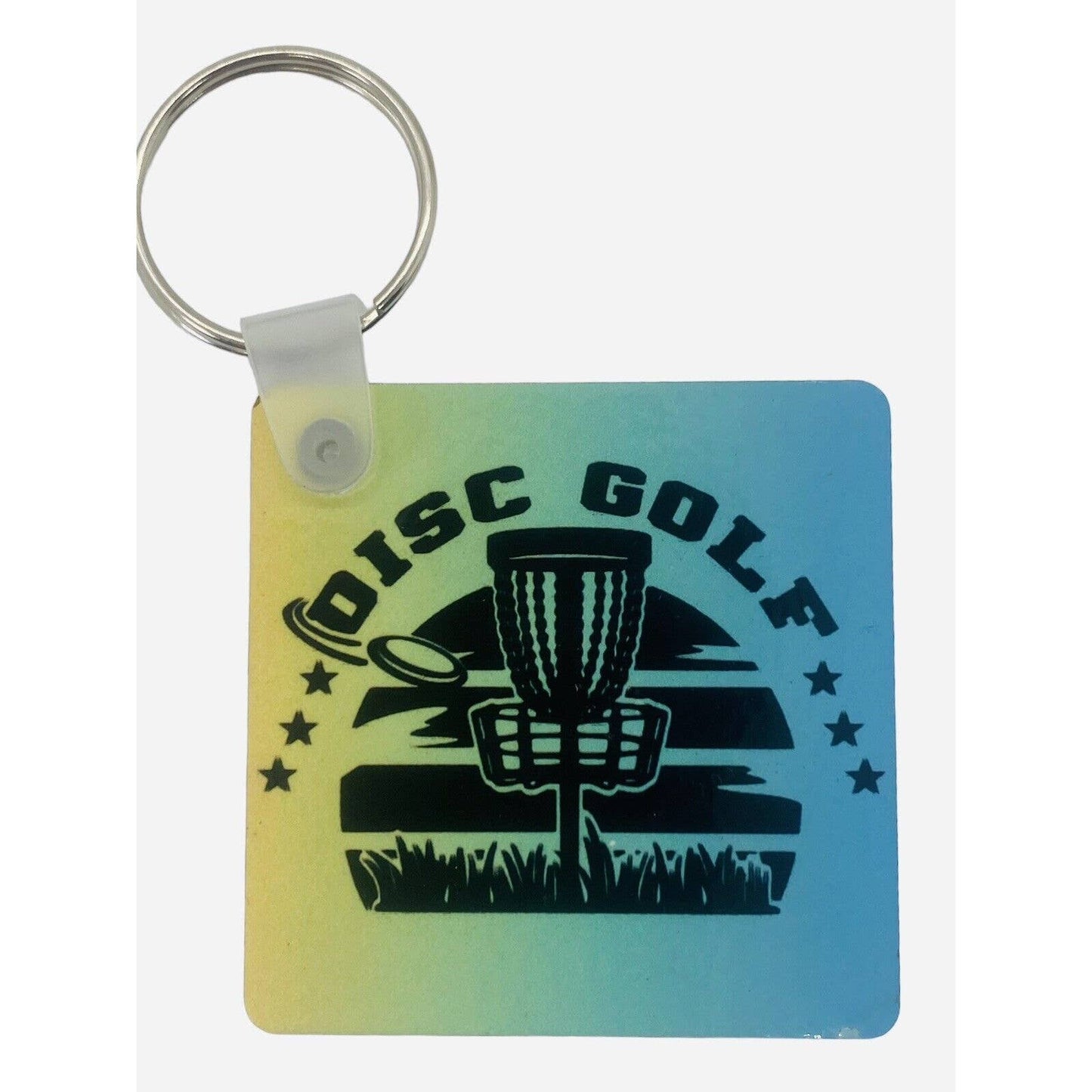 Disc Golf Keychain DISCGOLF SUNRISE Blue Yellow Gradient Custom Made Key Ring