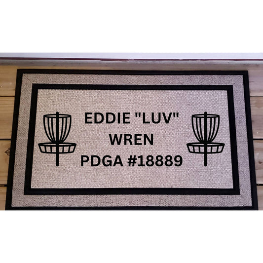 Disc Golf Custom Name & PDGA Number Door Mat