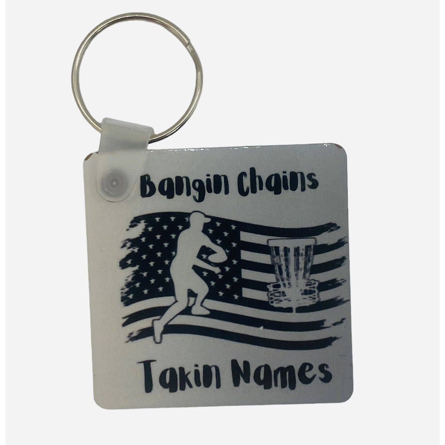 Disc Golf Keychain BANGIN CHAINS PATRIOTIC Grey Gradient Custom Made Key Ring