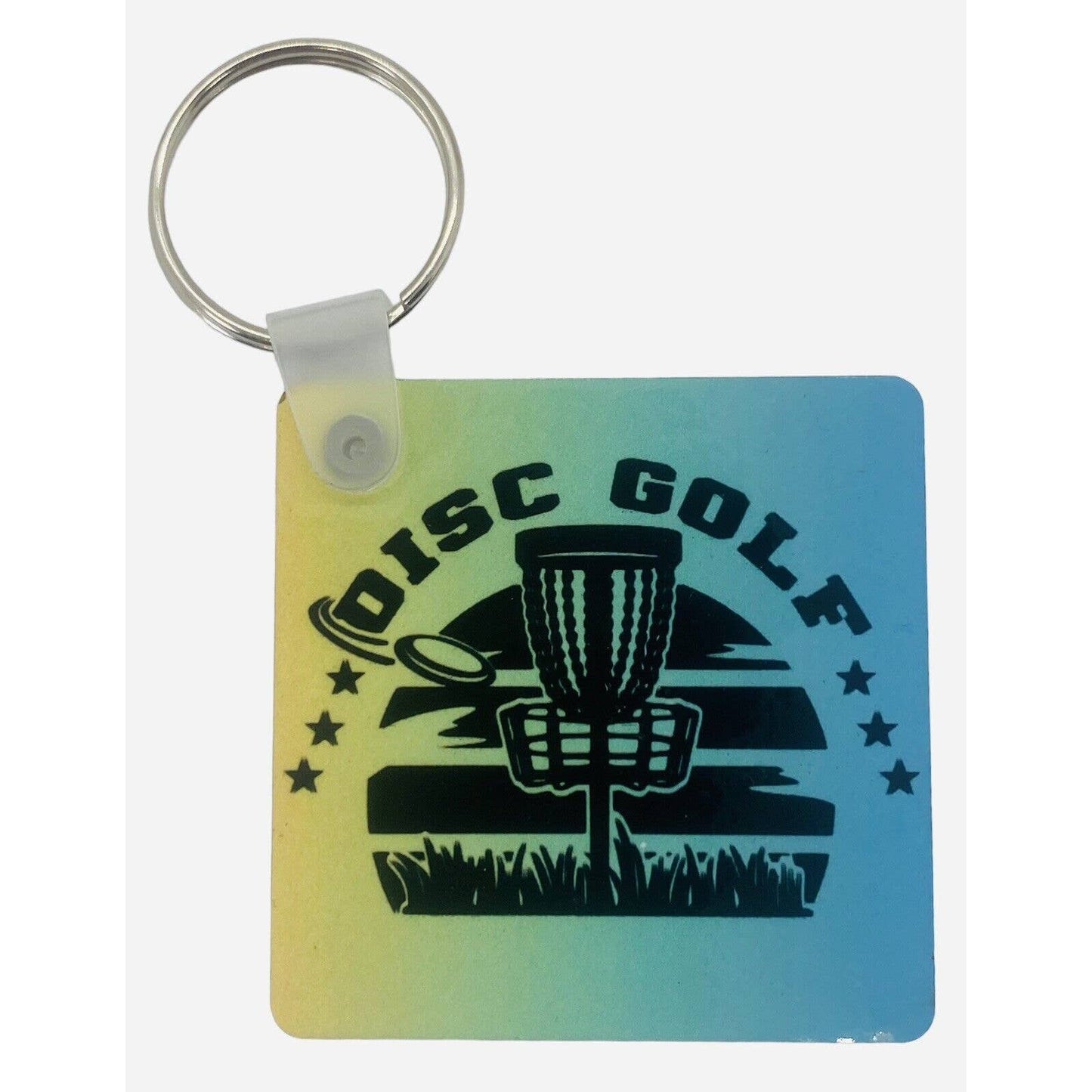 Disc Golf Keychain DISCGOLF SUNRISE Blue Yellow Gradient Custom Made Key Ring