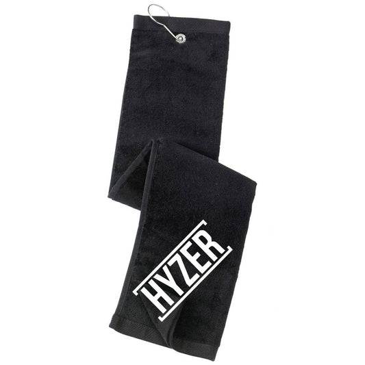 Disc Golf Towel Tri Fold Custom HYZER VINYL Logo Grommet Clip On Sports Towel