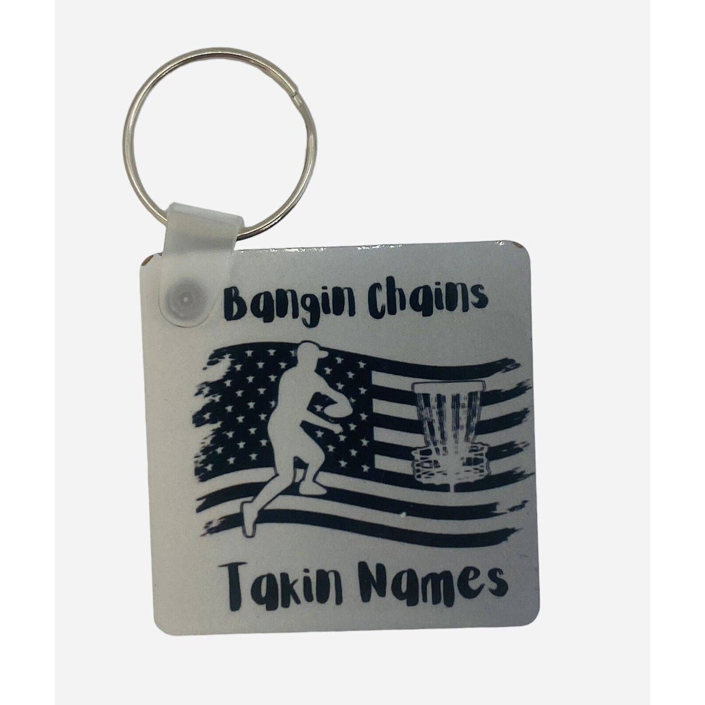 Disc Golf Keychain BANGIN CHAINS PATRIOTIC Grey Gradient Custom Made Key Ring