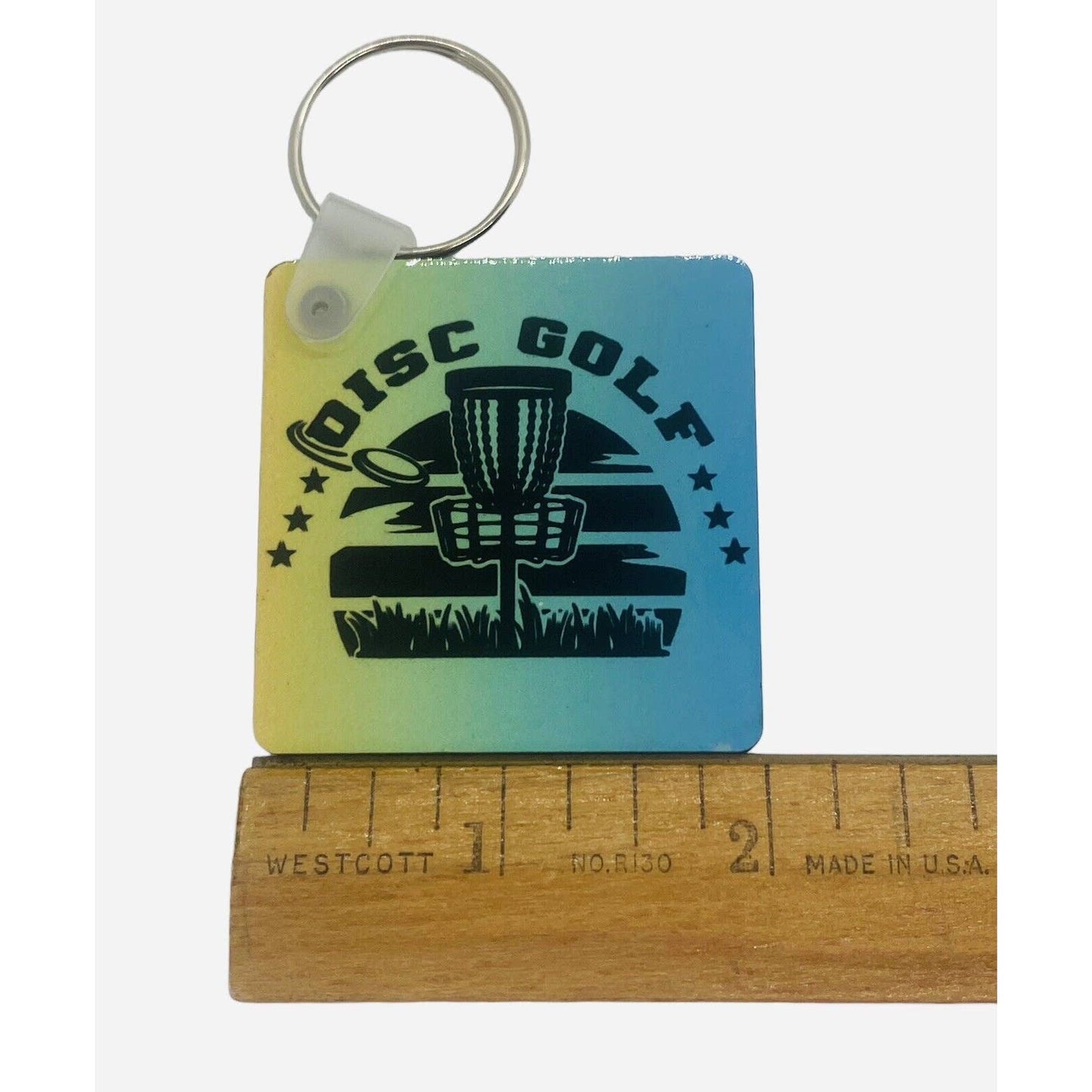 Disc Golf Keychain DISCGOLF SUNRISE Blue Yellow Gradient Custom Made Key Ring