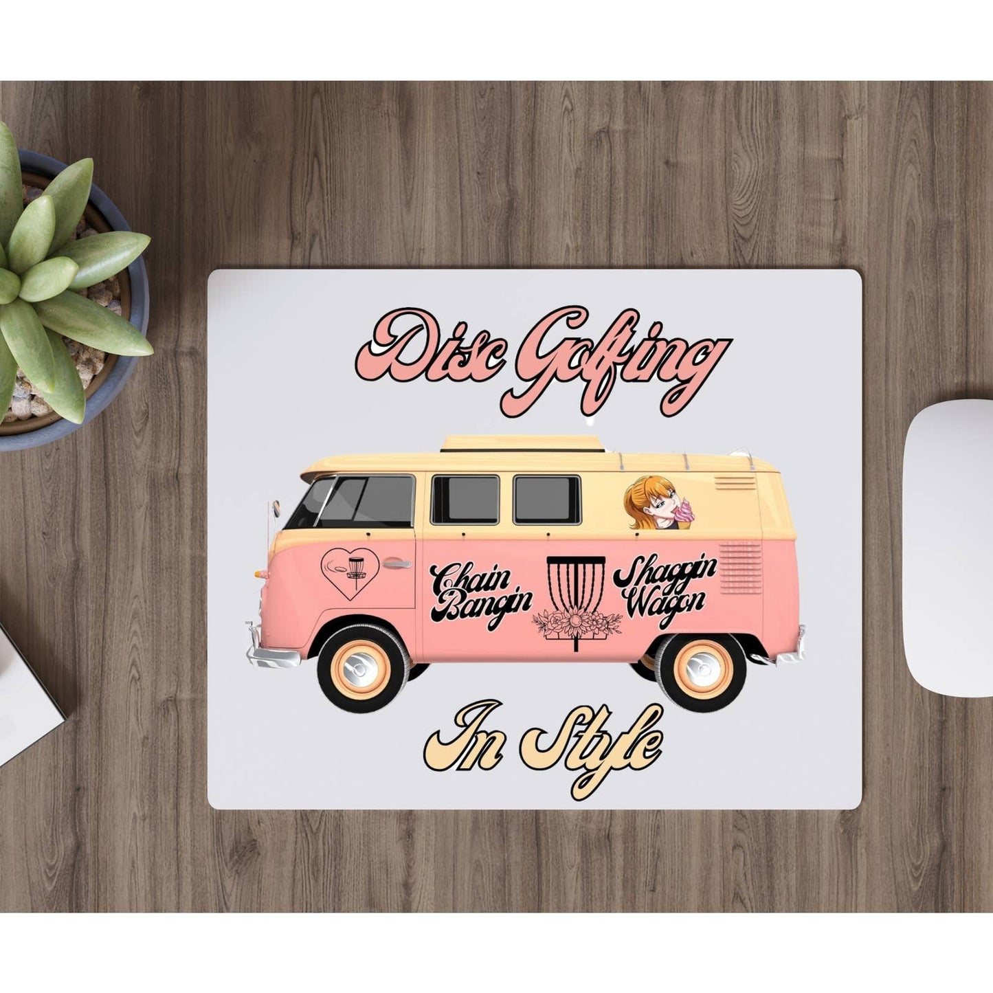 Disc Golf VW BUG SHAGGIN WAGON Mousepad Mouse Pad Computer Golf Gift