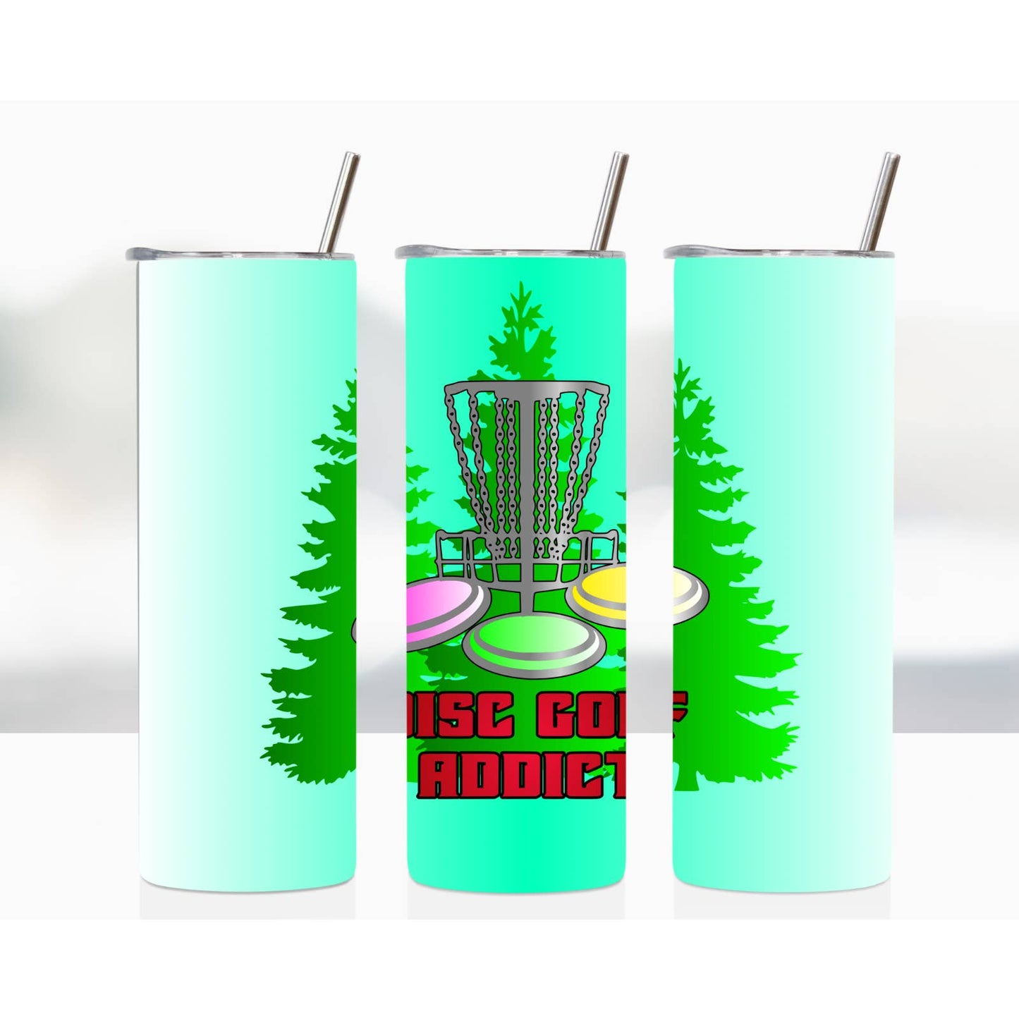 DISC Golf ADDICT Trees Basket Stainless Steel Custom 20oz Tumbler W/Lid & Straw