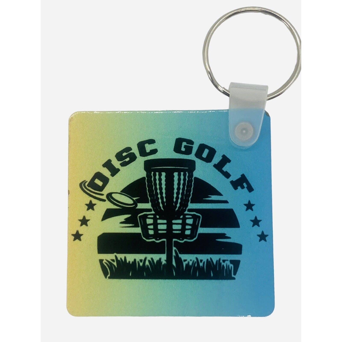 Disc Golf Keychain DISCGOLF SUNRISE Blue Yellow Gradient Custom Made Key Ring