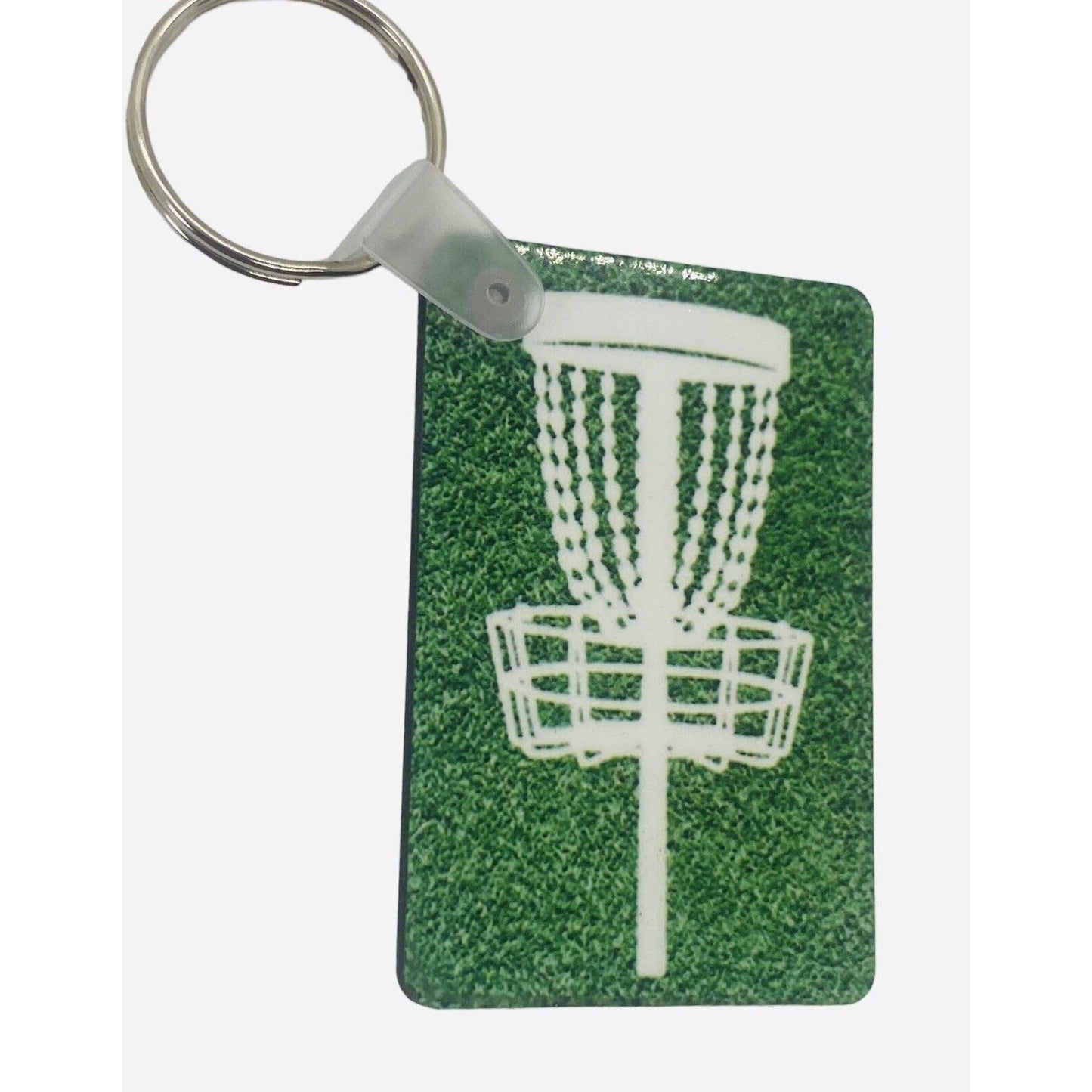 Disc Golf Keychain DISCGOLF BASKET Turf GREEN Custom Made Key Ring Hardboard