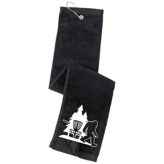 Disc Golf Towel Tri Fold Custom SASQUATCH TREES Basket Logo Grommet Clip On