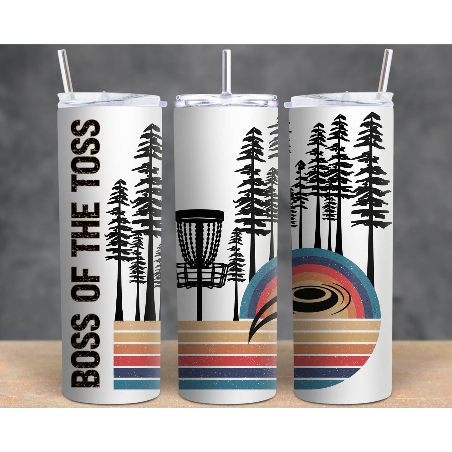 DISC Golf Toss BOSS Retro Stainless Steel Custom 20oz Tumbler W/Lid & Straw