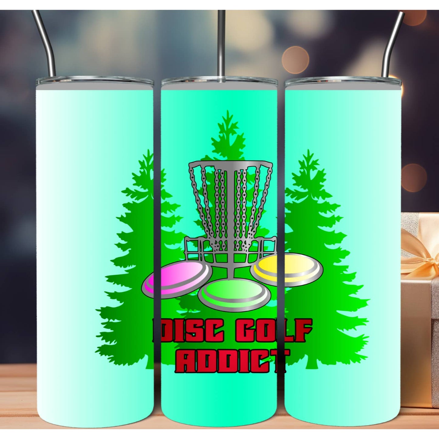 DISC Golf ADDICT Trees Basket Stainless Steel Custom 20oz Tumbler W/Lid & Straw