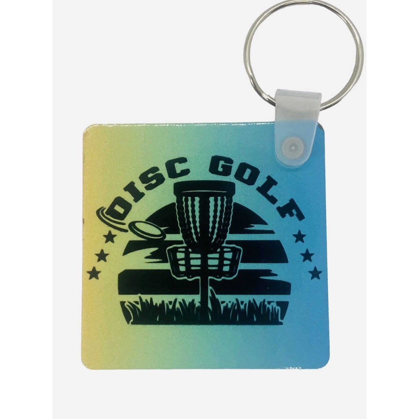 Disc Golf Keychain DISCGOLF SUNRISE Blue Yellow Gradient Custom Made Key Ring