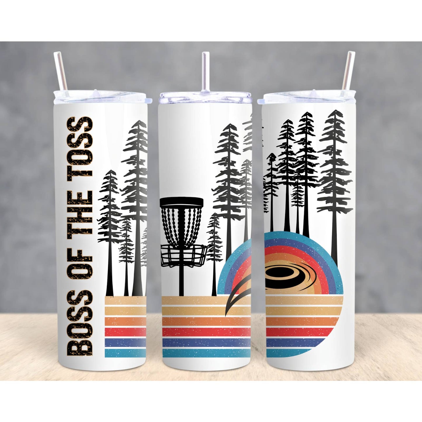 DISC Golf Toss BOSS Retro Stainless Steel Custom 20oz Tumbler W/Lid & Straw