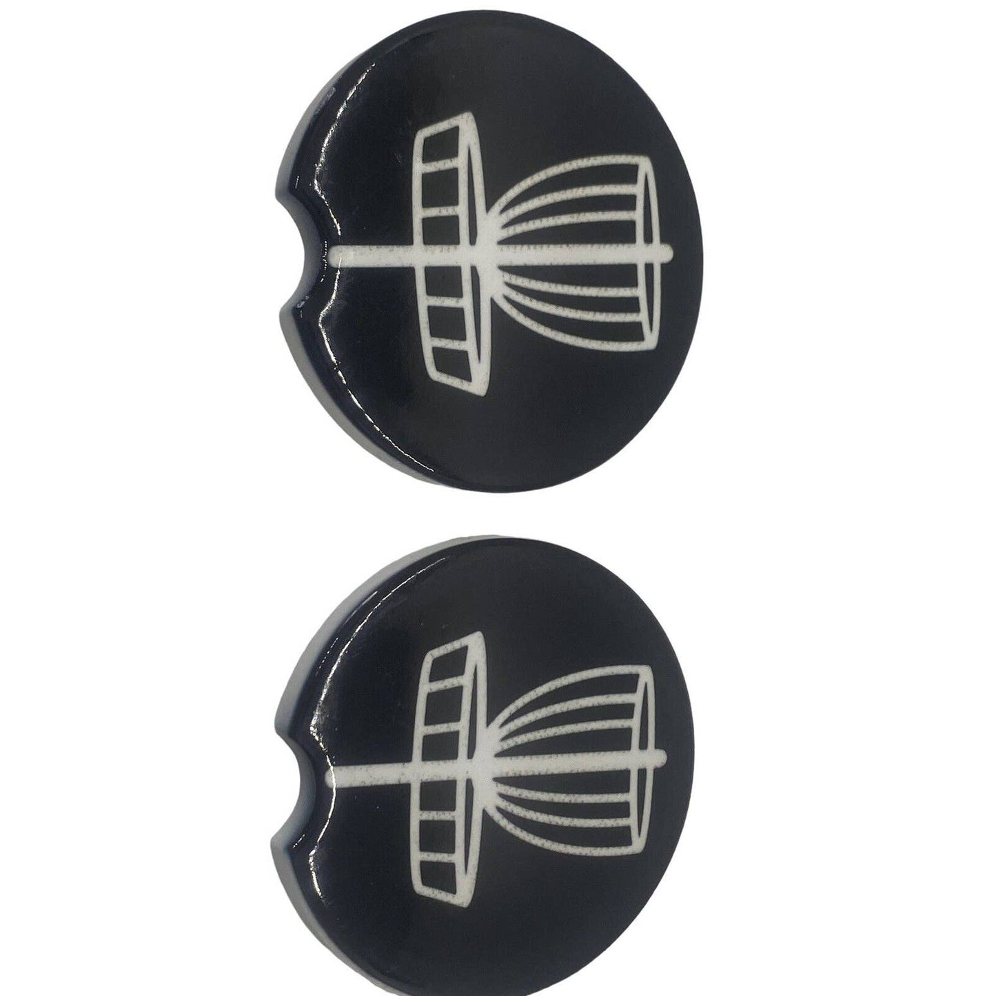 2 Pack DISC GOLF BASKET Car Drink Coasters Black White Ceramic Car Cup Holders