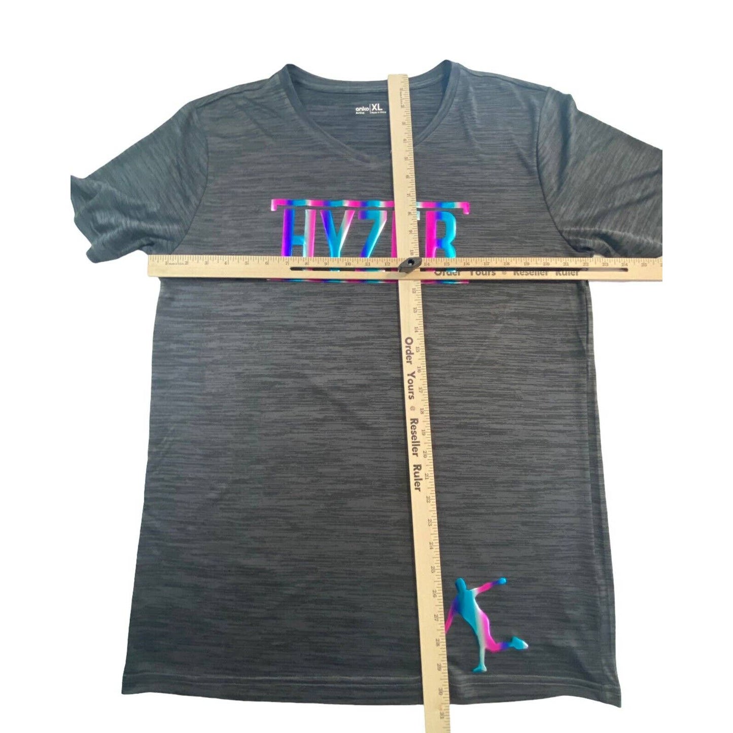 Disc Golf Shirt RAINBOW HOLOGRAPHIC HYZER Logo Unisex Jersey Active XL Grey