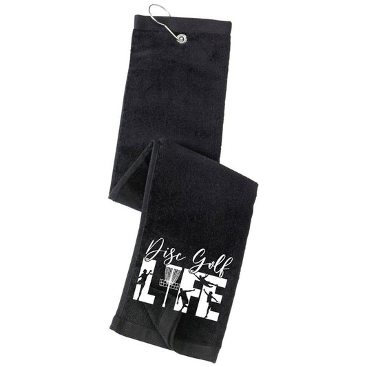 Disc Golf Towel Tri Fold Custom DISC GOLF LIFE Grommet Clip On Sports Towel