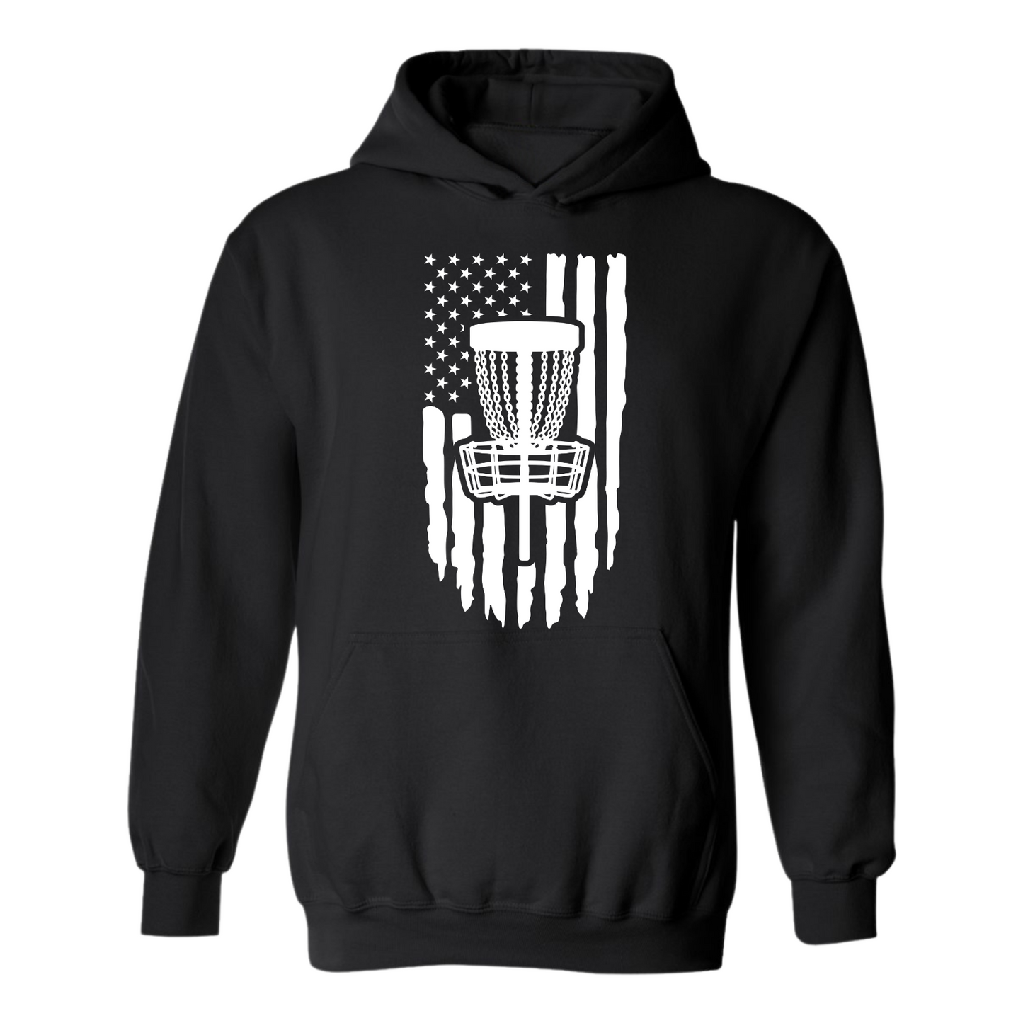 Disc Golf Pullover Hoodie PATRIOTIC AMERICAN FLAG Sweatshirt Custom Made Vinyl Logo