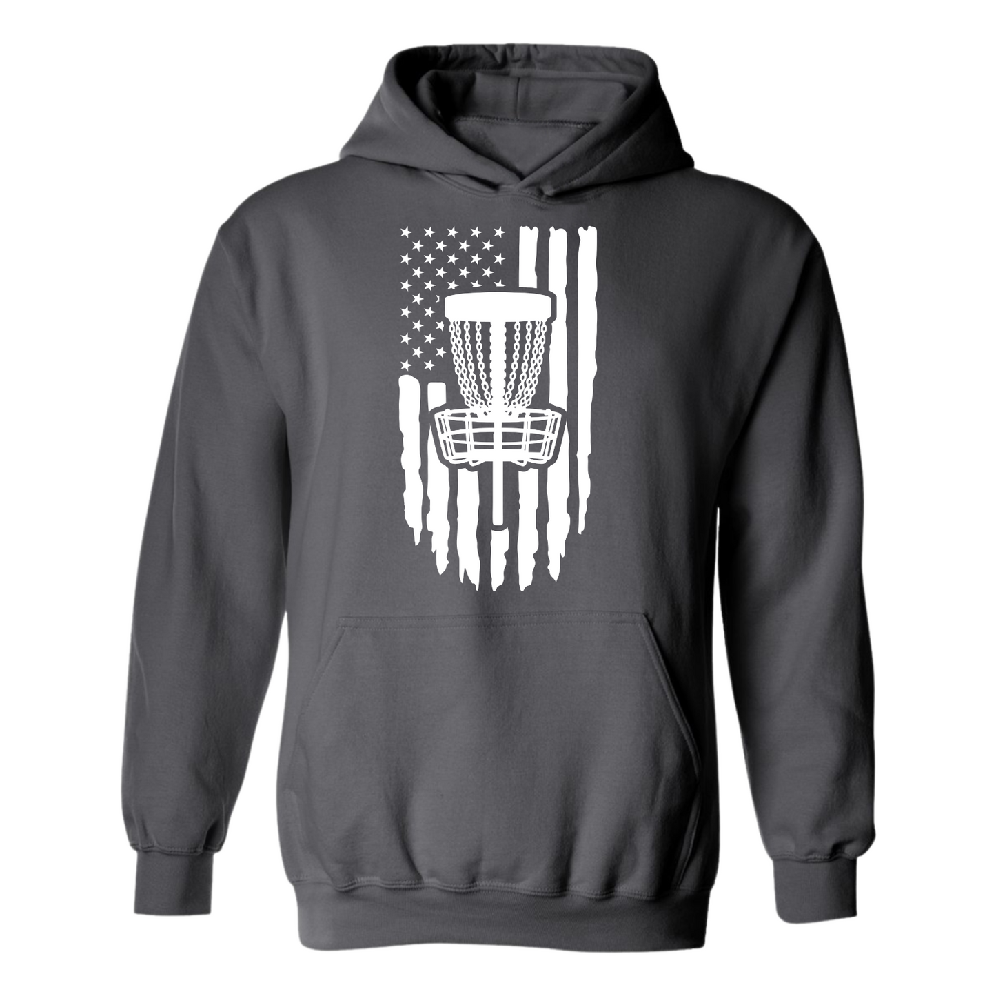 Disc Golf Pullover Hoodie PATRIOTIC AMERICAN FLAG Sweatshirt Custom Made Vinyl Logo