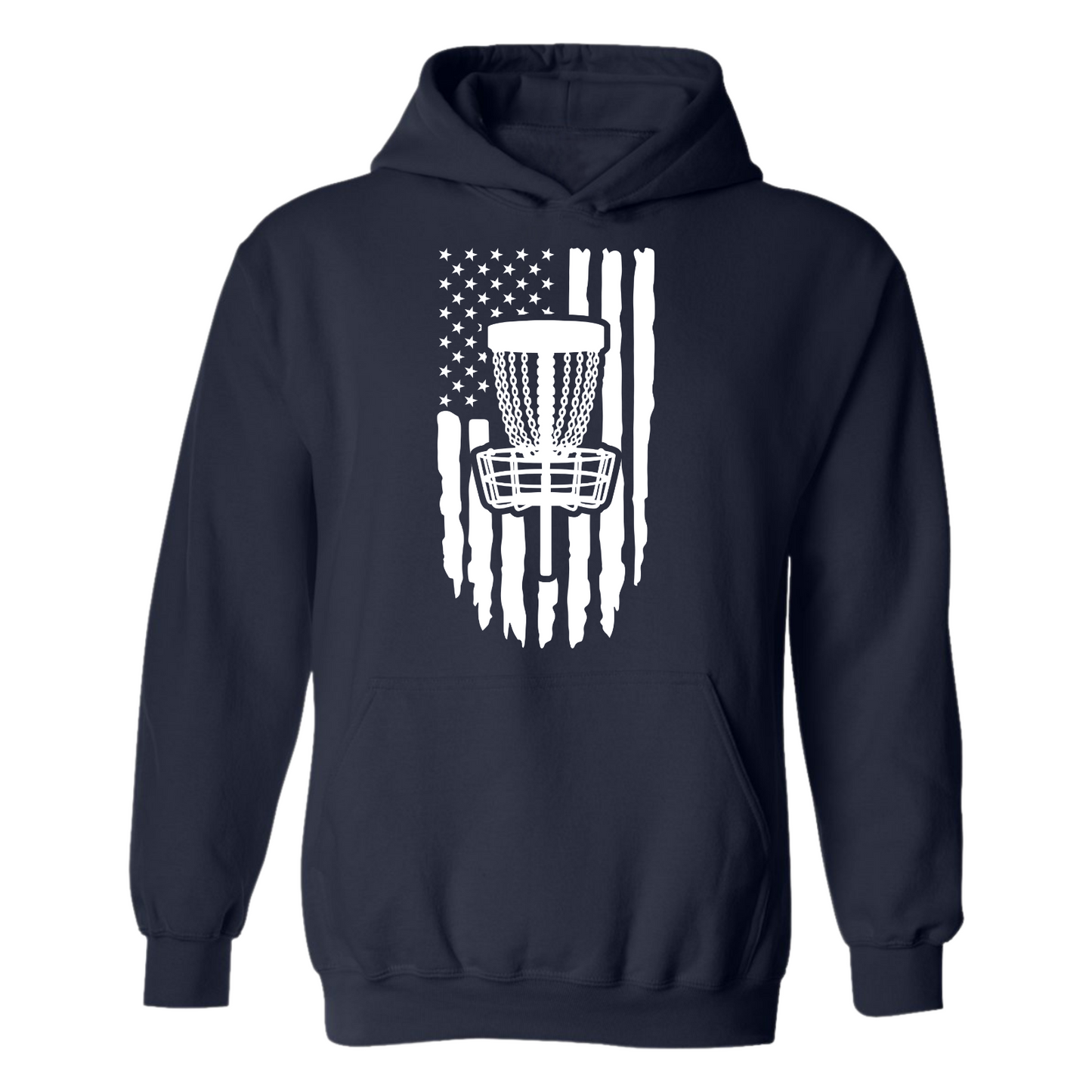 Disc Golf Pullover Hoodie PATRIOTIC AMERICAN FLAG Sweatshirt Custom Made Vinyl Logo