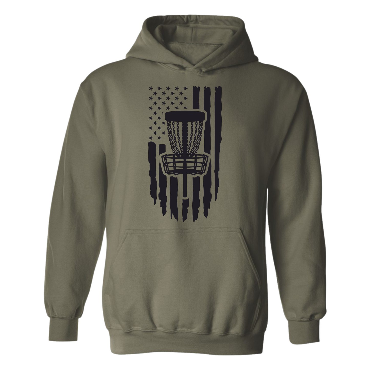 Disc Golf Pullover Hoodie PATRIOTIC AMERICAN FLAG Sweatshirt Custom Made Vinyl Logo