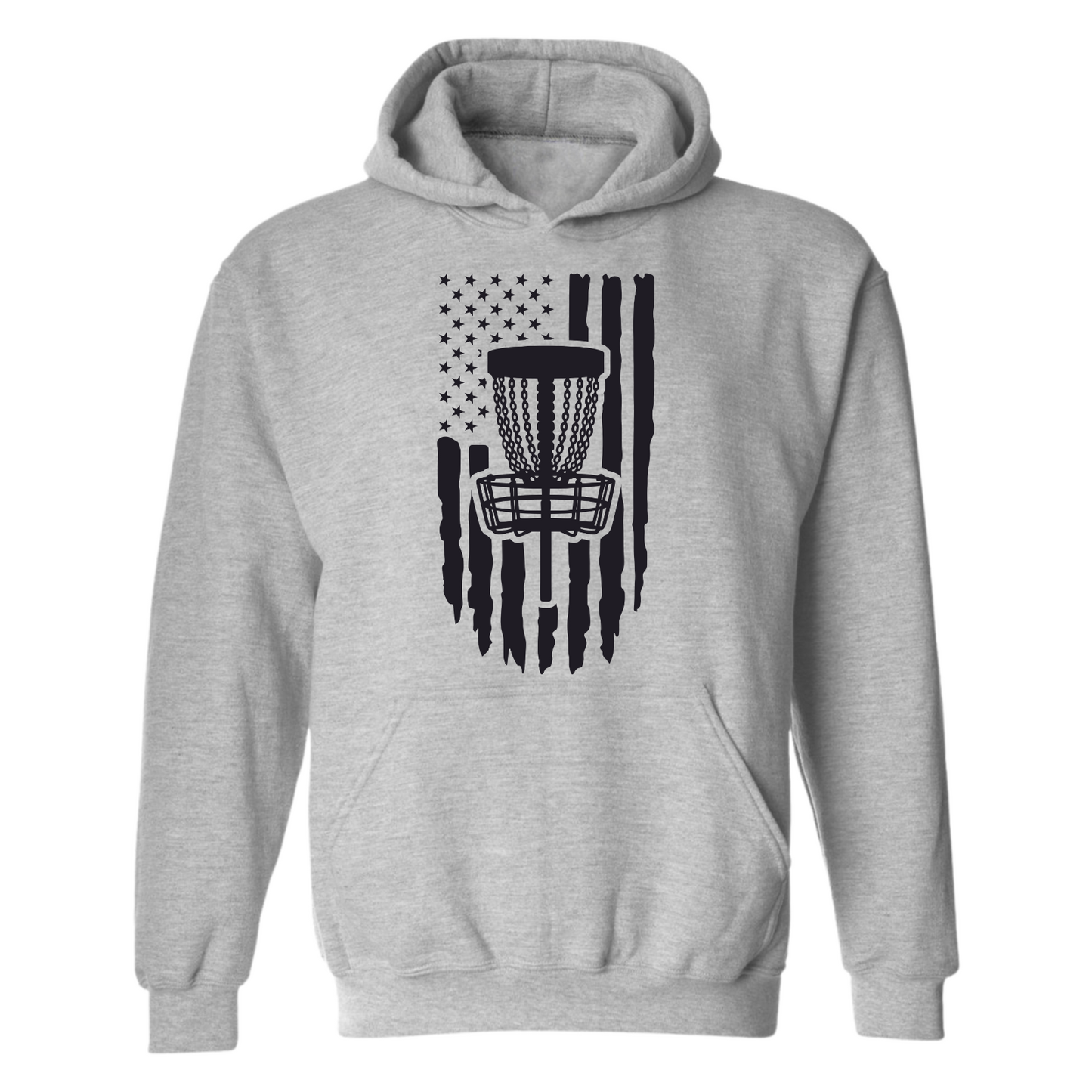 Disc Golf Pullover Hoodie PATRIOTIC AMERICAN FLAG Sweatshirt Custom Made Vinyl Logo