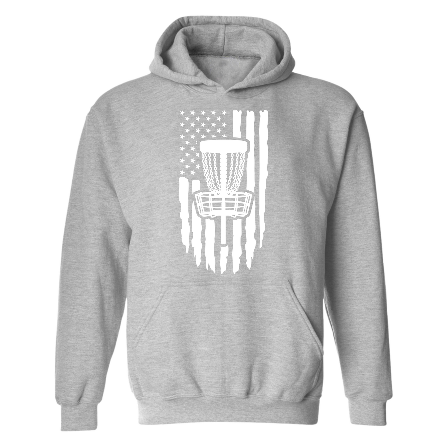 Disc Golf Pullover Hoodie PATRIOTIC AMERICAN FLAG Sweatshirt Custom Made Vinyl Logo