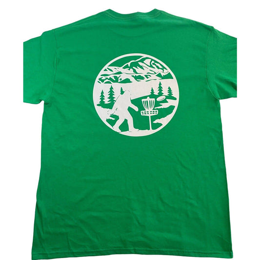 Disc Golf Shirt SASQUATCH SCENE Disc Golfer L Graphic T-Shirt Gildan GREEN