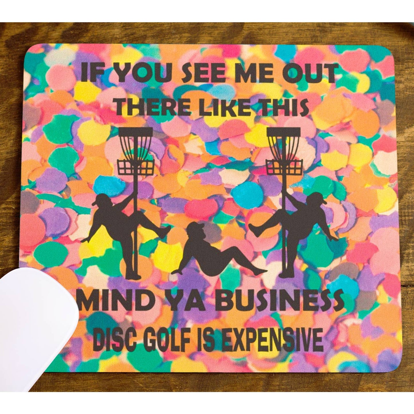 Disc Golf Funny Stripper Man Confetti Mousepad Mouse Pad Computer Golf Gift