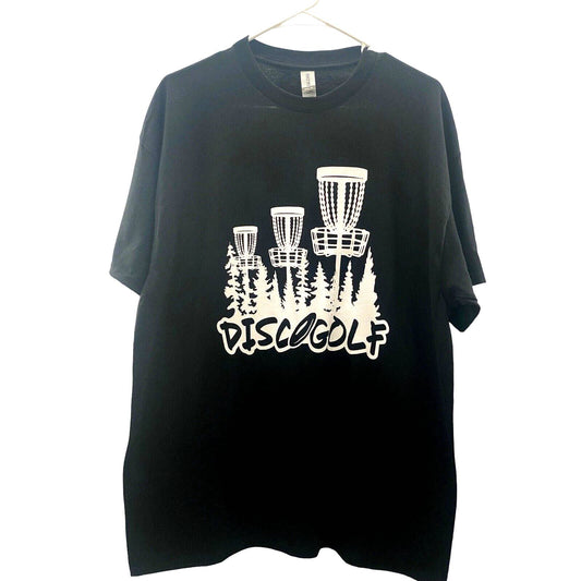 Disc Golf Shirt Trees BASKETS XL Graphic T-Shirt Gildan BLACK