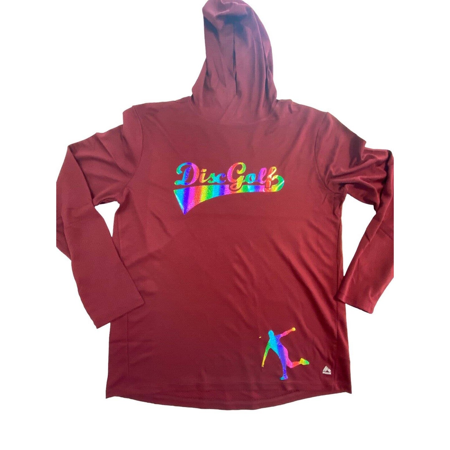 Disc Golf L/S Hooded Shirt L Holographic Logo Jersey Outdoor Active Discgolf