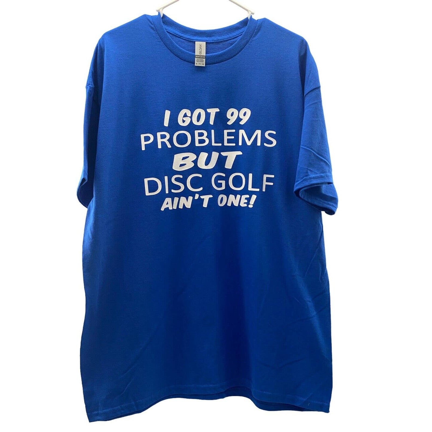 Disc Golf Shirt 99 PROBLEMS Disc Golf Custom Vinyl Logo XL T-Shirt Blue