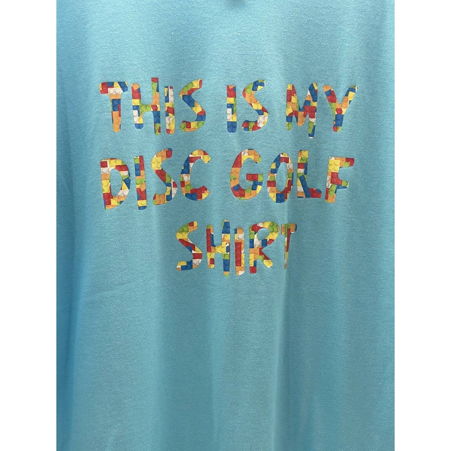 Disc Golf This Is My DISC GOLF Shirt Rainbow Vinyl Logo XL T-Shirt Light Blue