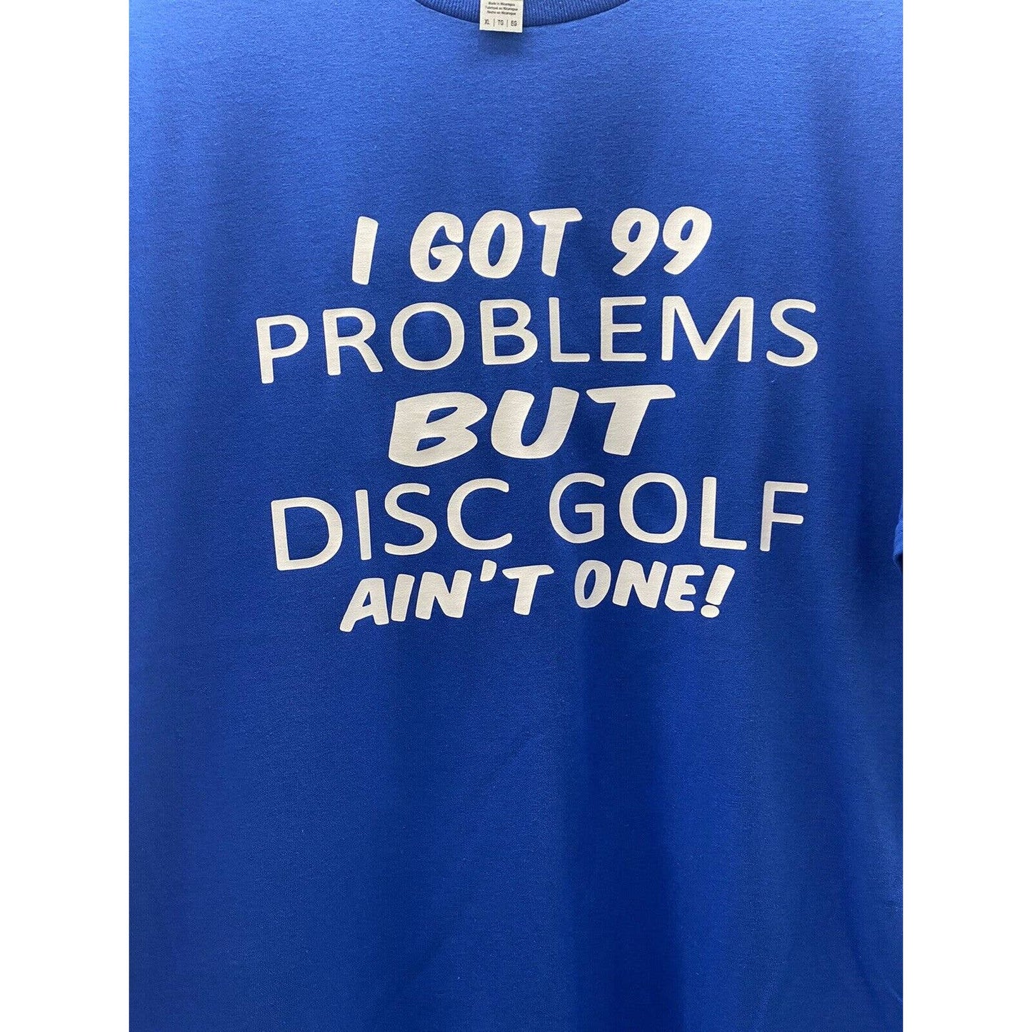 Disc Golf Shirt 99 PROBLEMS Disc Golf Custom Vinyl Logo XL T-Shirt Blue