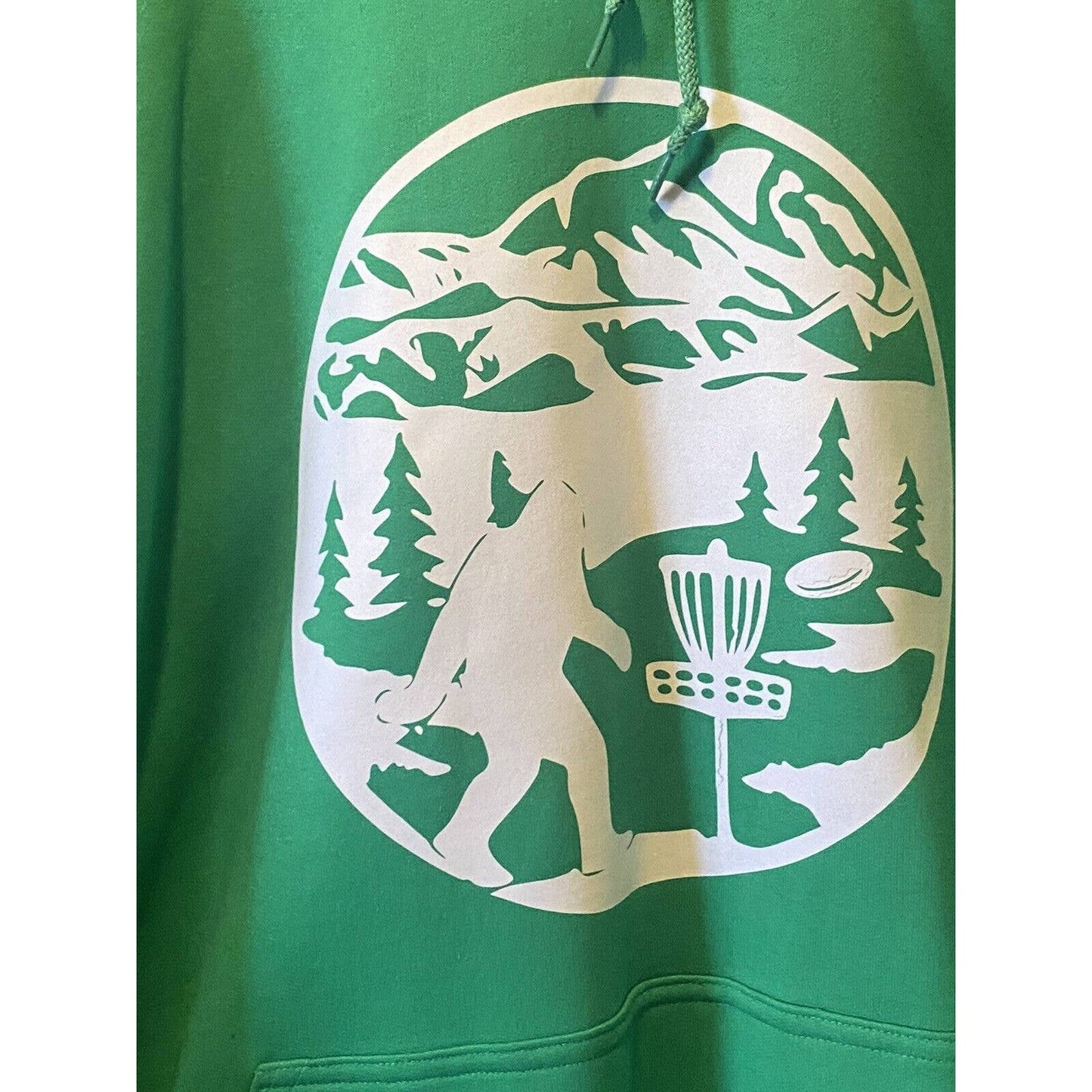 Disc Golf 3XL SASQUATCH Vinyl Logo Pullover Hoodie Sweatshirt Green